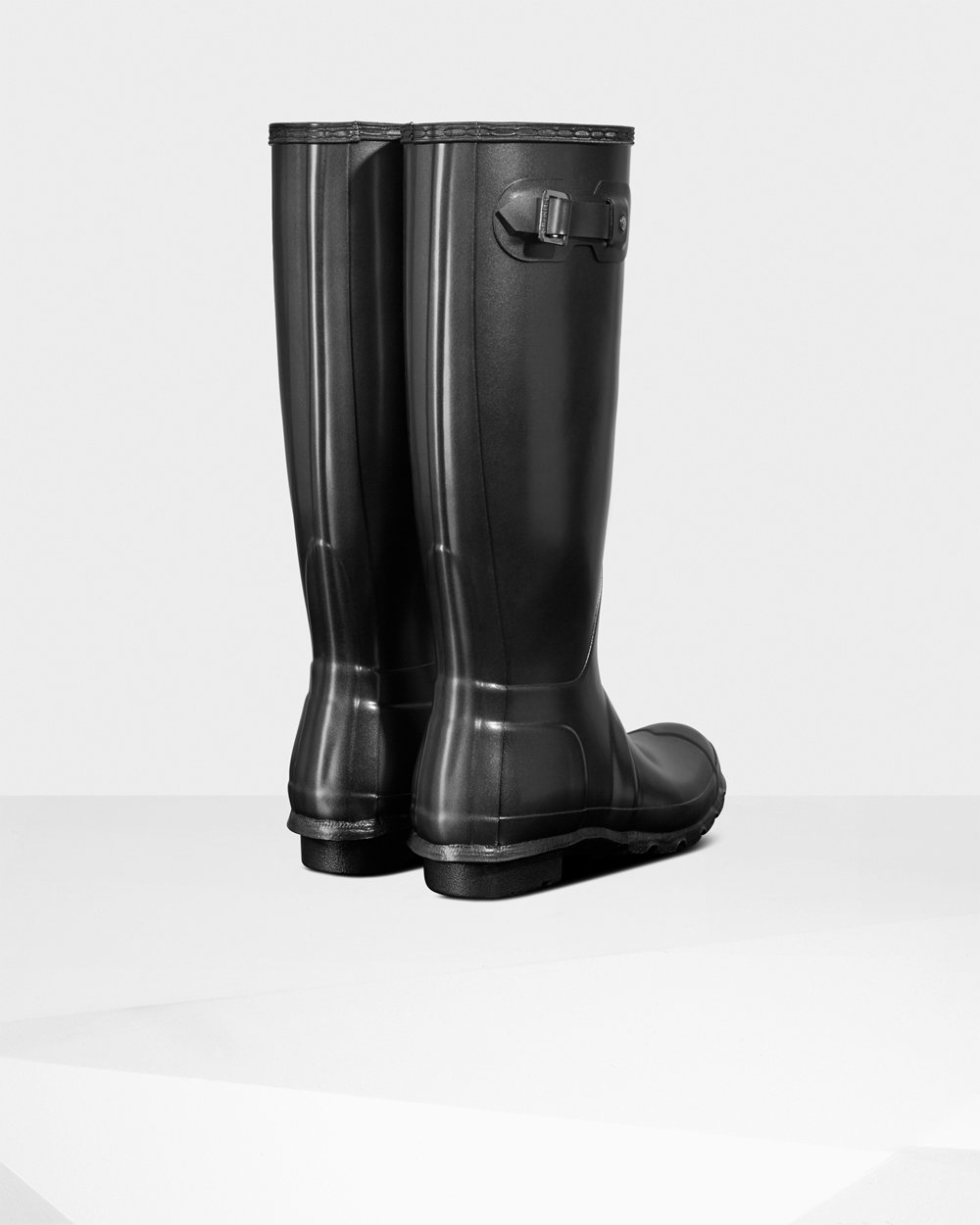 Womens Hunter Original Pearlized - Tall Rain Boots Black - 0258-IBKRS